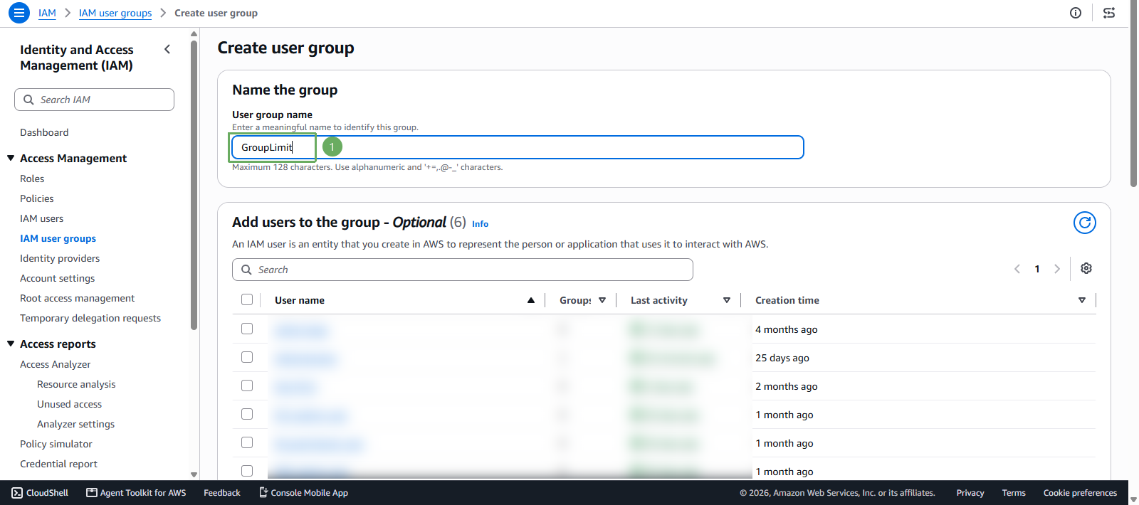 create group