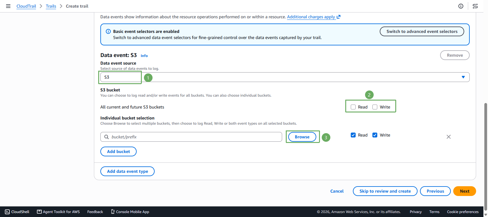 create cloudtrail