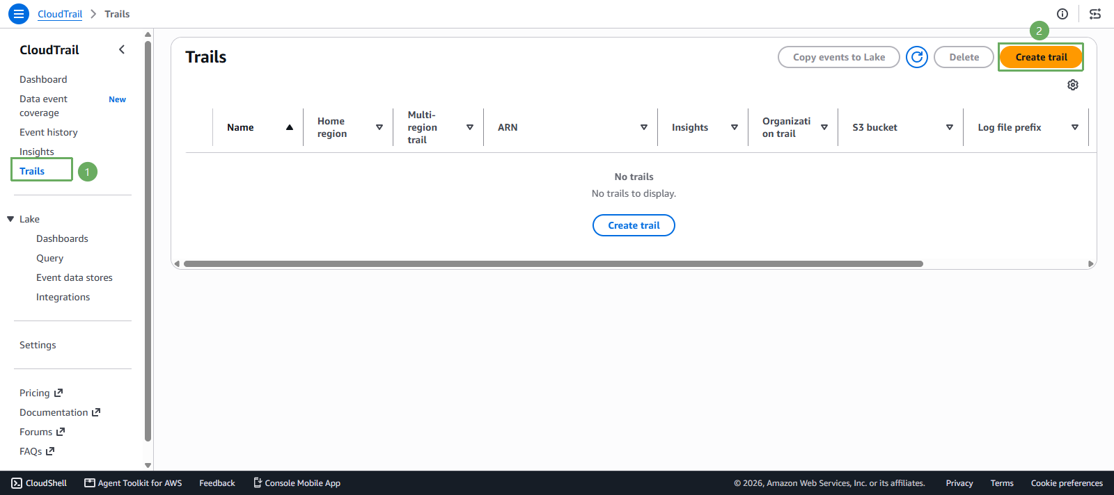 create cloudtrail