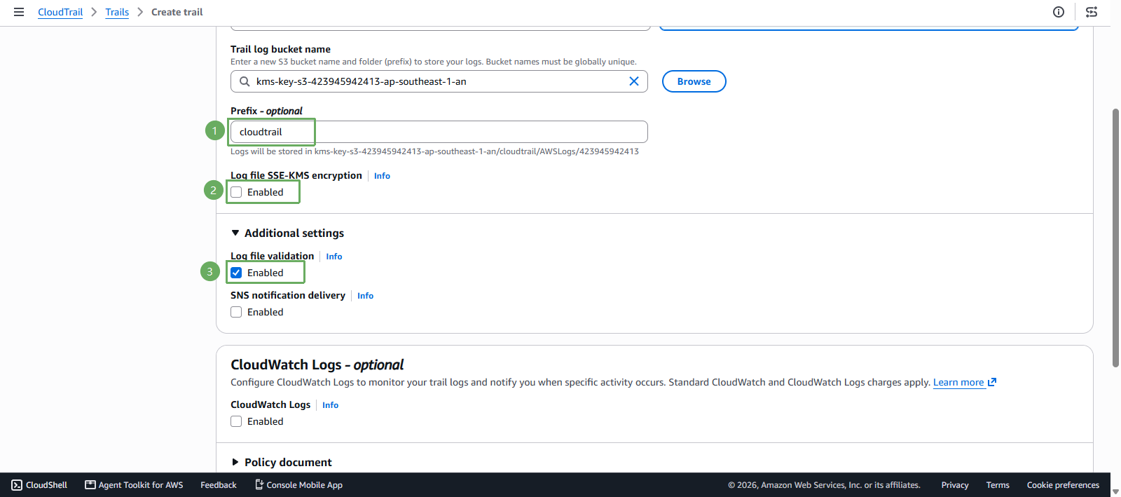 create cloudtrail