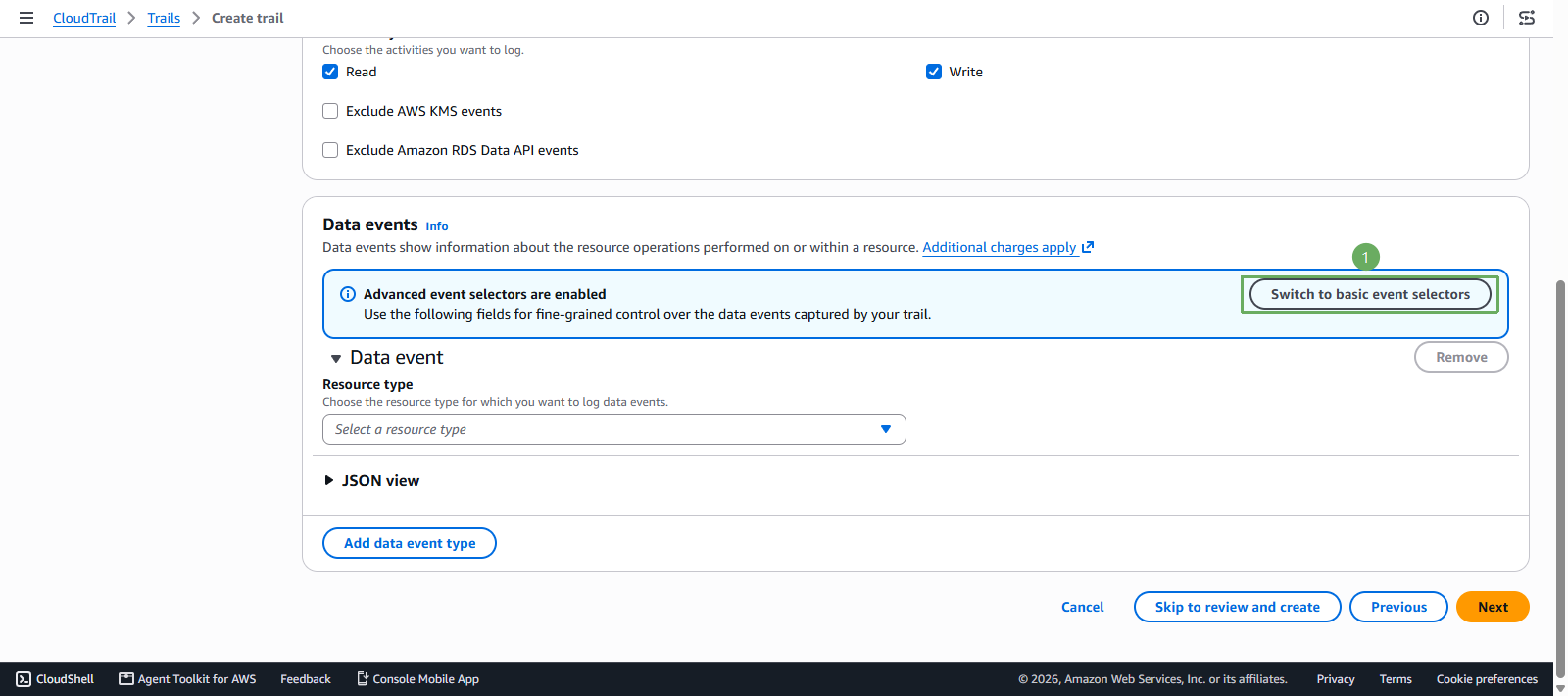create cloudtrail