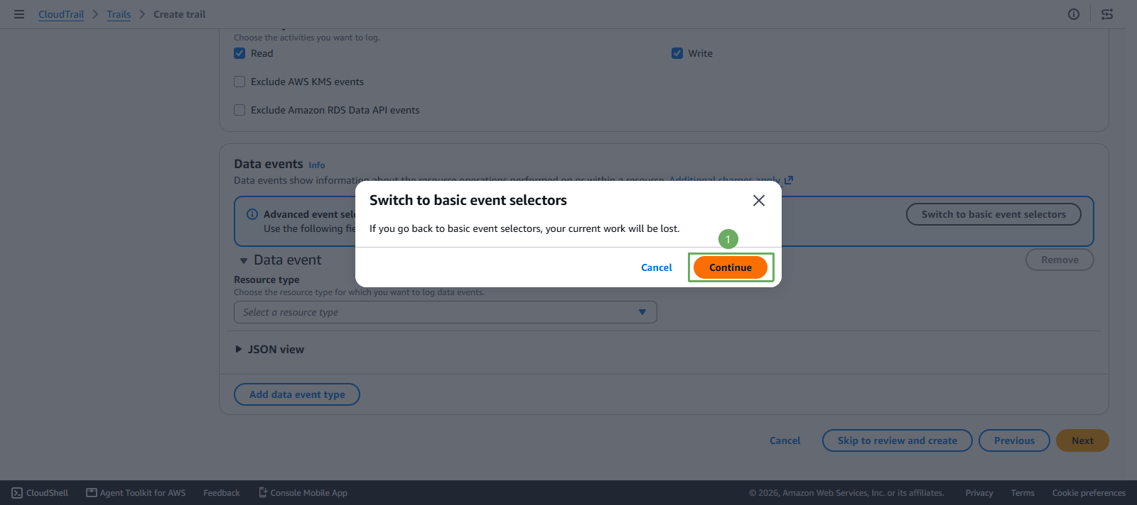 create cloudtrail