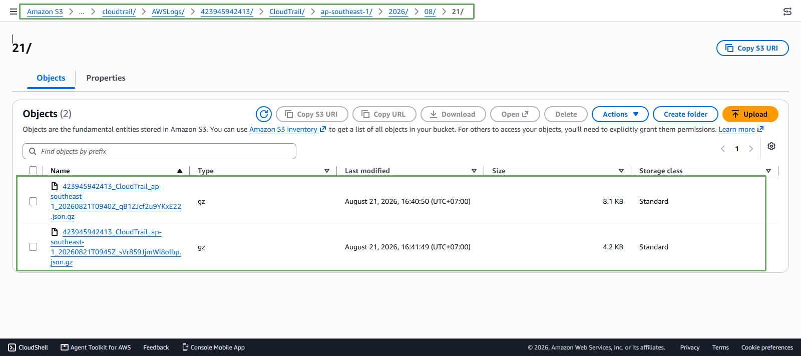 test cloudtrail