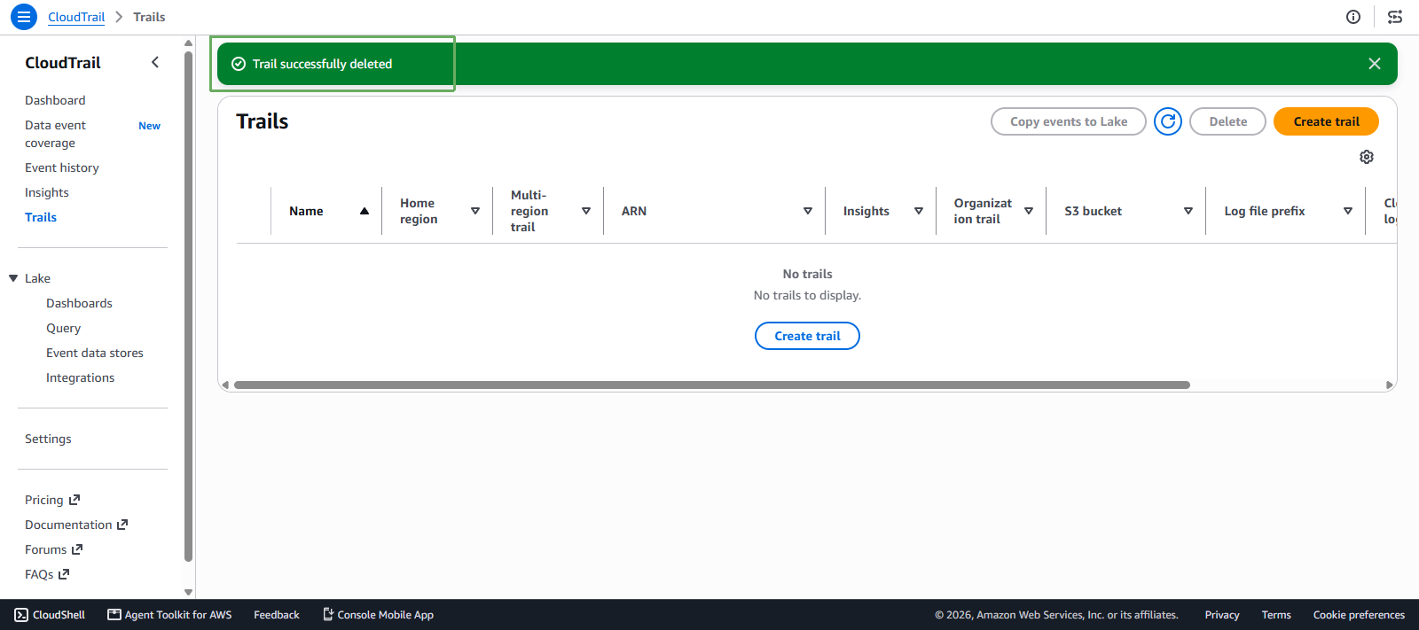 delete cloudtrail