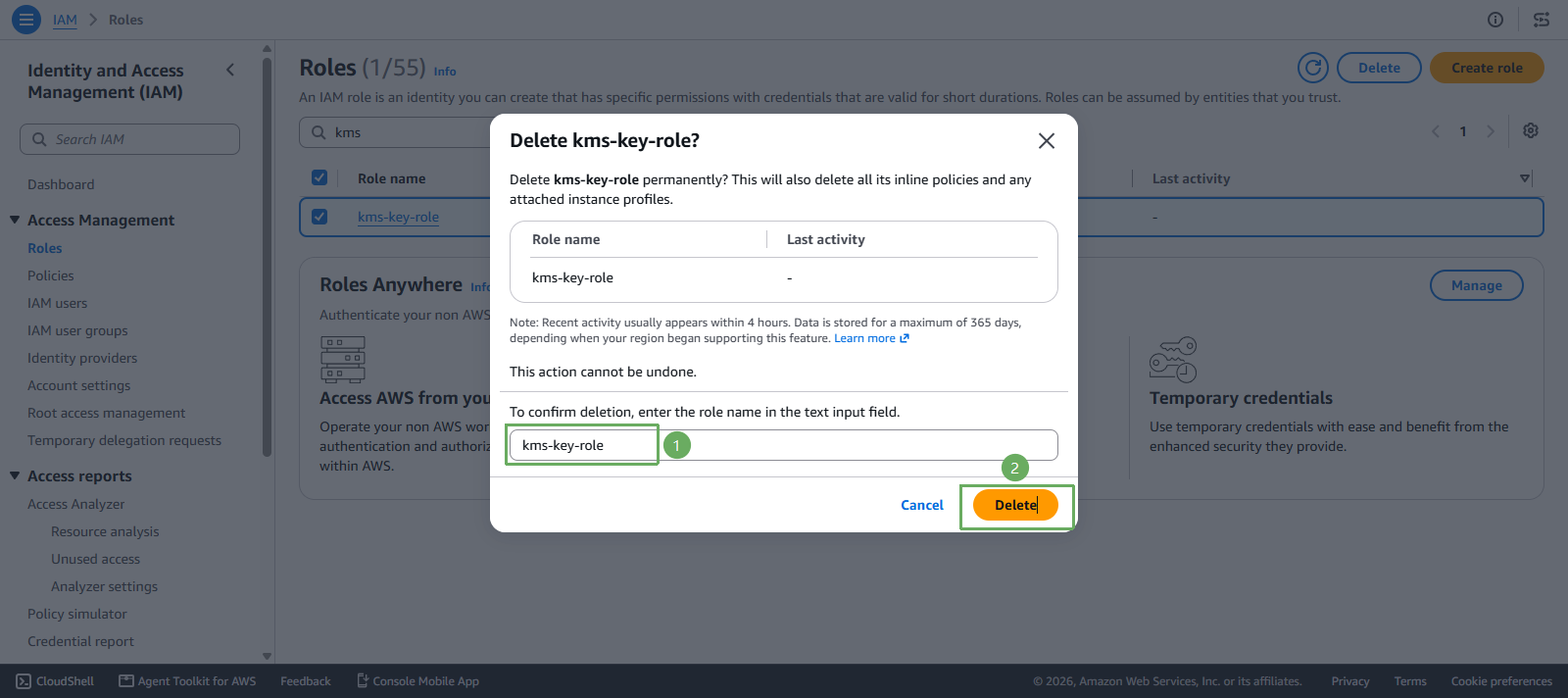delete role policy